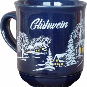3x Glühwein-Becher Tassen 200ml Weihnachtsbecher Kobald-Blau mit Füllstrich NEU