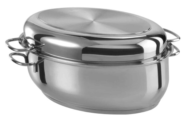 GSW Edelstahl-Bräter Multi-Bräter Oval mit Glas und Edelstahl Ø 38cm Silber NEU – Bild 2