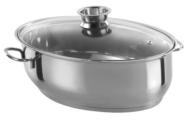 GSW Edelstahl-Bräter Multi-Bräter Oval mit Glas und Edelstahl Ø 38cm Silber NEU – Bild 3