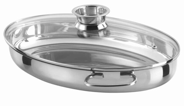 GSW Edelstahl-Bräter Multi-Bräter Oval mit Glas und Edelstahl Ø 38cm Silber NEU – Bild 5