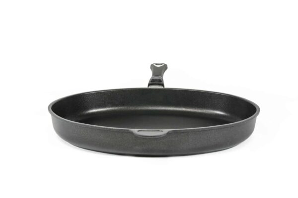 AMT Fischpfanne Induktion Oval mit abnehmbarem Stiel Griff 41 x 27 x 5 cm NEU