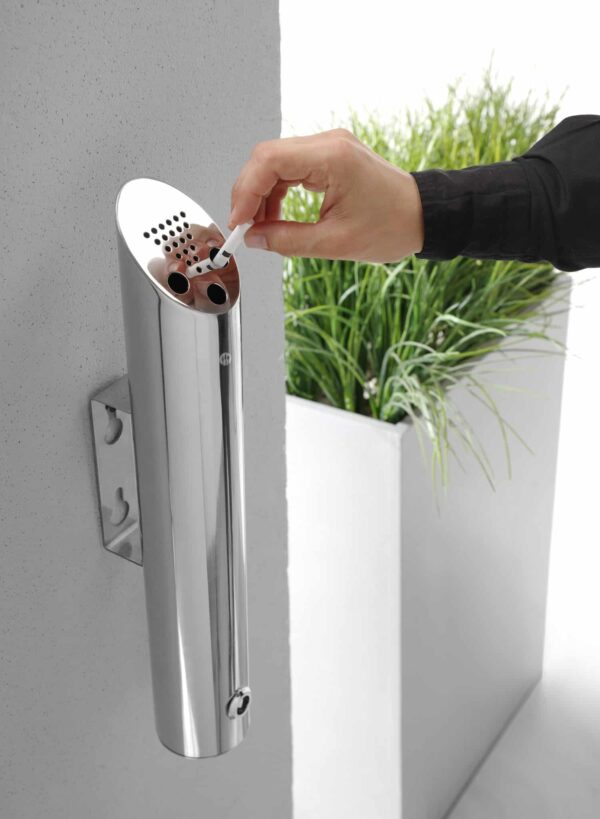 Hendi Wand-Aschenbecher aus Edelstahl zur Wandmontage Silber NEU