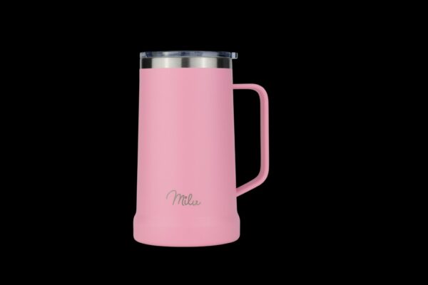 Milu Bierkrug Bierglas mit Deckel aus Edelstahl isoliert Bier 700ml Pink NEU – Bild 7