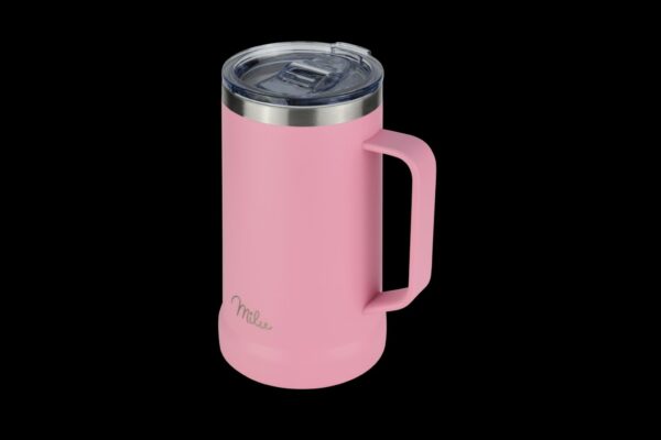 Milu Bierkrug Bierglas mit Deckel aus Edelstahl isoliert Bier 700ml Pink NEU – Bild 4