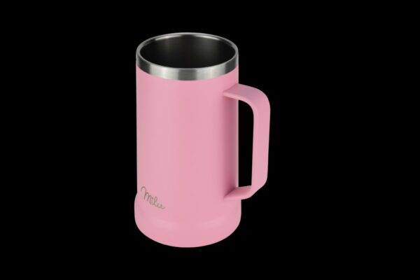 Milu Bierkrug Bierglas mit Deckel aus Edelstahl isoliert Bier 700ml Pink NEU – Bild 3