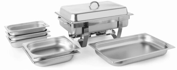 Chafing-Dish Speisewärmer 1/1 1/2 1/3 GN Set Brennpaste Hendi Fiora NEU