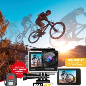 4K Action Cam WLAN GoXtreme Vision DUO Dual Display 30m Wasserdicht inkl Zubehör