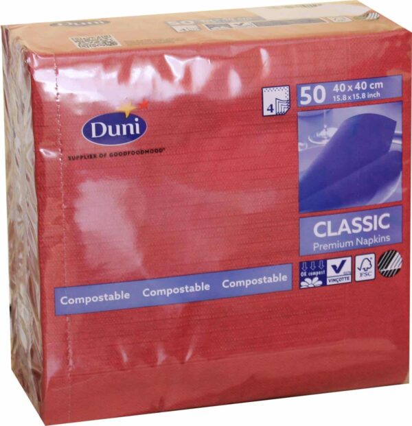 50x Duni Falt-Servietten Klassik Gastro 4-lagig 40 x 40 cm Bordeaux NEU