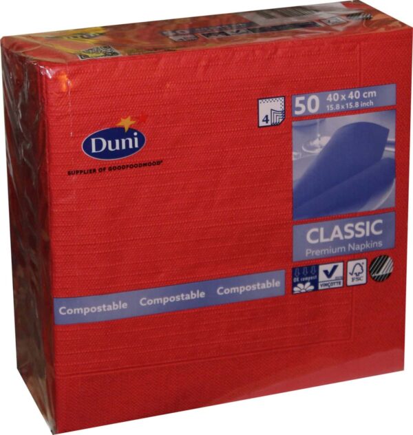 50x Duni Falt-Servietten Klassik Gastro 4-lagig 40 x 40 cm Rot NEU