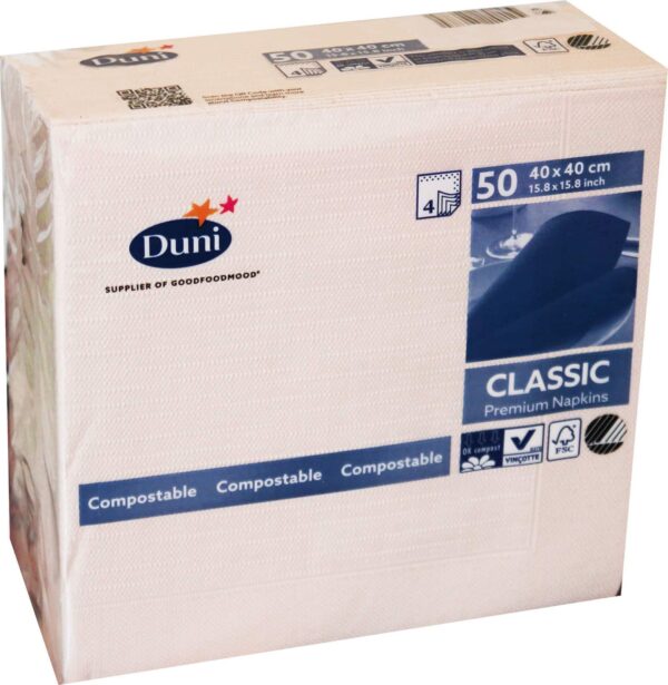 50x Duni Falt-Servietten Klassik Gastro 4-lagig 40x40 cm Hochzeit Cream NEU