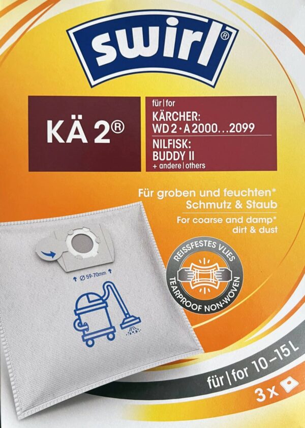 6 Swirl Kä2 Staubsaugerbeutel für Kärcher Nilfisk-Alto Staubsauger 10-15 Liter