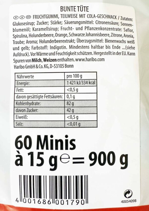 240x 15g Haribo Minis Bunte Tüte Fruchtgummi 4x 900g Beutel Vegetarisch NEU – Bild 3
