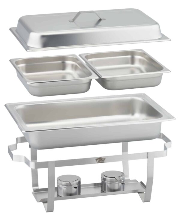 GSW Chafing-Dish Set Speisewärmer 2x GN 1/2 GN 1/1 Silber NEU – Bild 4