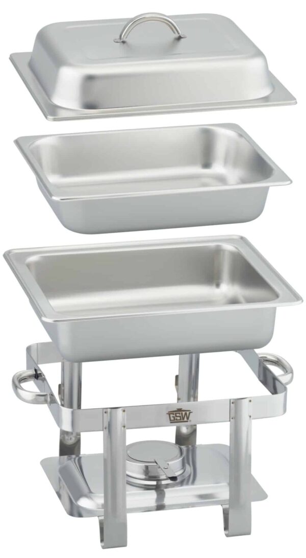 GSW Chafing-Dish Speisewärmer Set GN 1/2 Silber 65 mm Tief NEU – Bild 3
