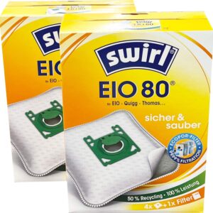 8 Swirl EIO-80 Staubsaugerbeutel für Quigg Thomas Staubsauger + 2 Abluftfilter