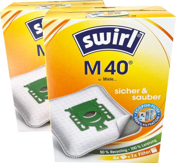 8 Swirl M40 Staubsaugerbeutel für Miele Staubsauger + 2 Abluftfilter NEU