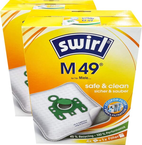 8 Swirl M49 Staubsaugerbeutel für Miele Staubsauger + 2 Abluftfilter NEU