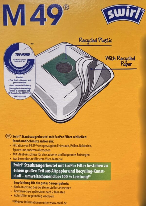 8 Swirl R36 Staubsaugerbeutel für Rowenta Moulinex Staubsauger + 2 Abluftfilter – Bild 3