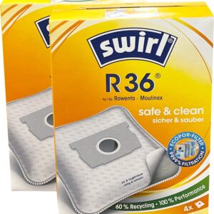 8 Swirl R36 Staubsaugerbeutel für Rowenta Moulinex Staubsauger + 2 Abluftfilter