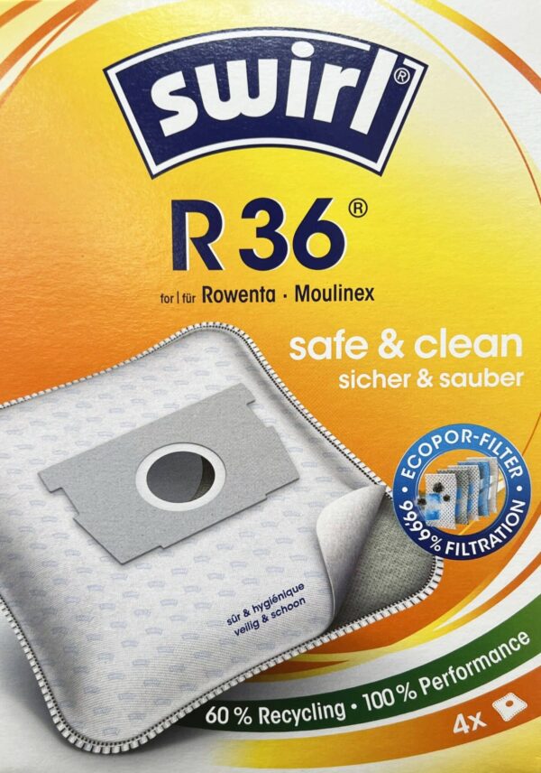 8 Swirl R36 Staubsaugerbeutel für Rowenta Moulinex Staubsauger + 2 Abluftfilter – Bild 2