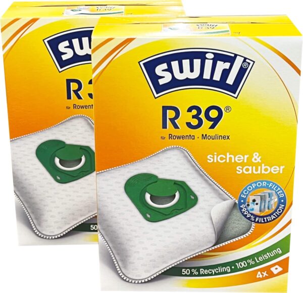 8 Swirl R39 Staubsaugerbeutel für Rowenta Moulinex Staubsauger + 2 Abluftfilter