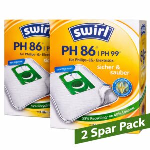 8x Swirl Staubsaugerbeutel PH86 PH99 für Philips AEG Volta + 2 Abluftfilter NEU