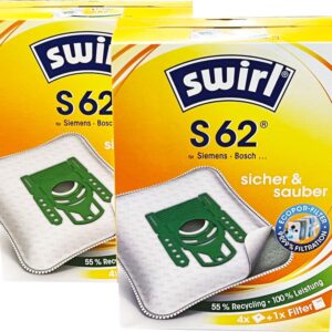 8x Swirl Staubsaugerbeutel S62 für Siemens Bosch + 2 Abluftfilter NEU