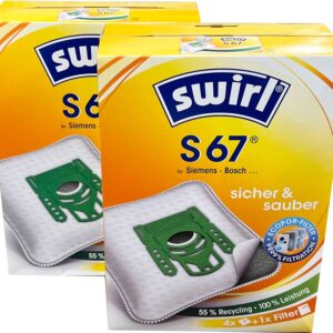 8x Swirl Staubsaugerbeutel S67 für Siemens Bosch + 2 Filter NEU