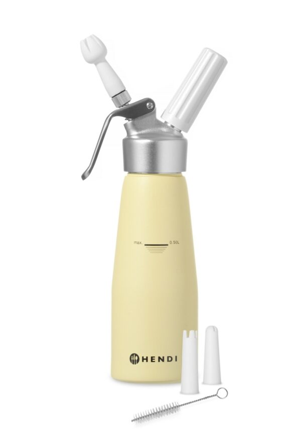 Hendi Sahnespender für N2O Sahnekapseln Sprühsahne Pastell-Gelb 0,5 Liter 500 ml
