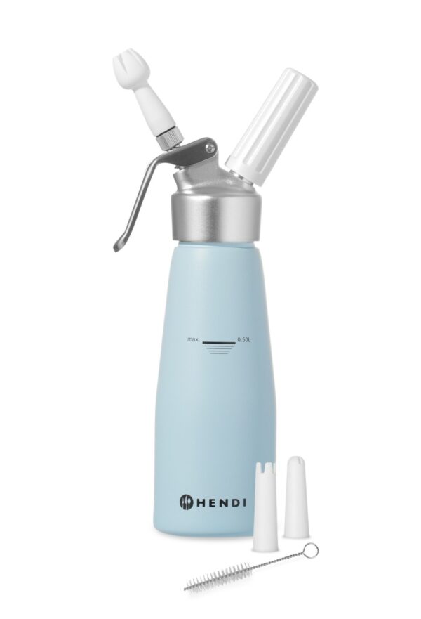 Hendi Sahnespender für N2O Sahnekapseln Sprühsahne Pastell-Blau 0,5 Liter 500 ml