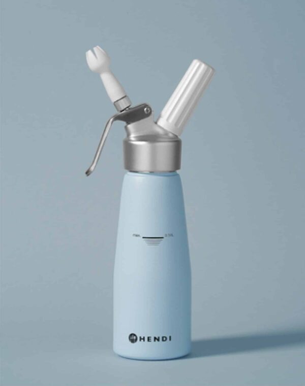 Hendi Sahnespender für N2O Sahnekapseln Sprühsahne Pastell-Blau 0,5 Liter 500 ml – Bild 2