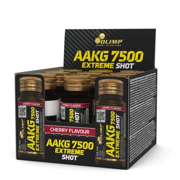 18x Olimp L-Arginin 7500mg Booster Shot Display 18x 25 ml = 450ml Cherry Flavor – Bild 3