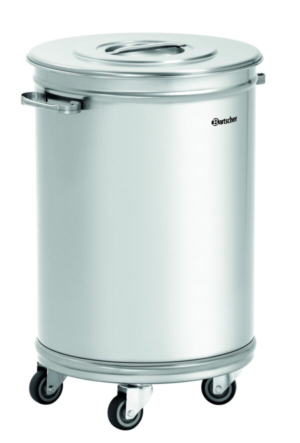 Bartscher Abfalleimer Rest-Mülleimer aus Edelstahl 56 Liter Silber NEU