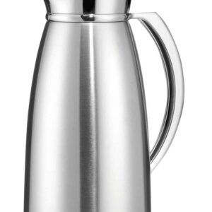 Axentia Kaffeekanne Isolier-Kanne aus Edelstahl und Glas Kolben Silber 1 Liter NEU