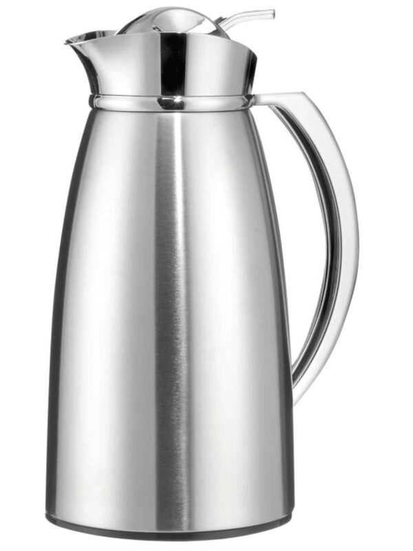 Axentia Kaffeekanne Isolier-Kanne aus Edelstahl und Glas Kolben Silber 1 Liter NEU