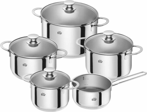 BSF Koch-Topf-Set Suppentopf 16, 20, 24 cm Induktion 5-tlg. Serie Bordeaux NEU