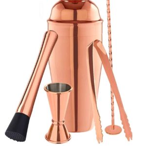 TOM FOX Edelstahl Bar-Set Kupfer Barmixer Shaker 8 tlg. in Geschenkbox NEU