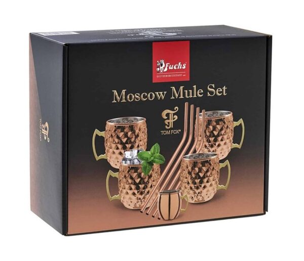 4x Becher Moscow Mule Set Diamond inkl. Jigger & Trinkhalme Kupfer NEU – Bild 3