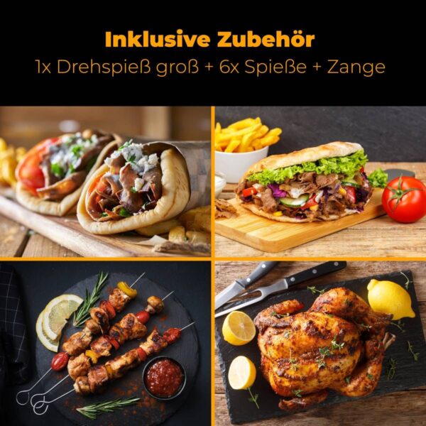 Hähnchen Spiess-Grill Döner-Grill Kebap Dreh-Grill Gyros-Grill 3-in-1 Schwarz – Bild 6
