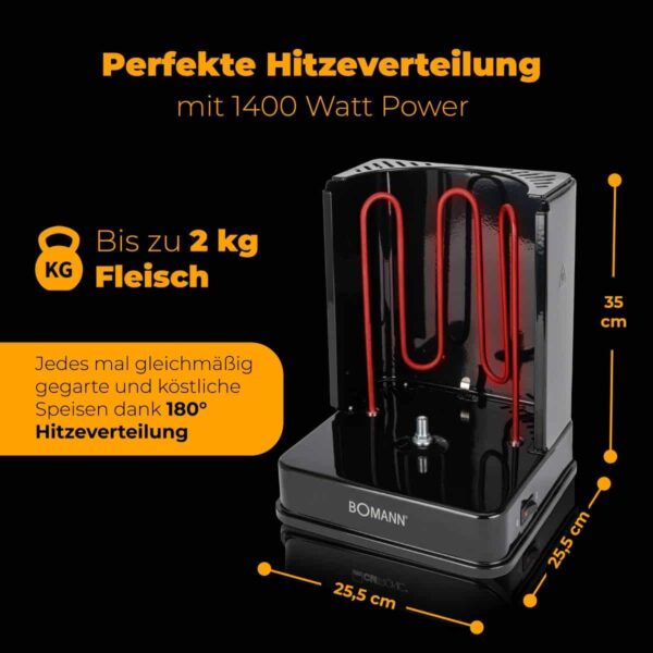 Hähnchen Spiess-Grill Döner-Grill Kebap Dreh-Grill Gyros-Grill 3-in-1 Schwarz – Bild 4