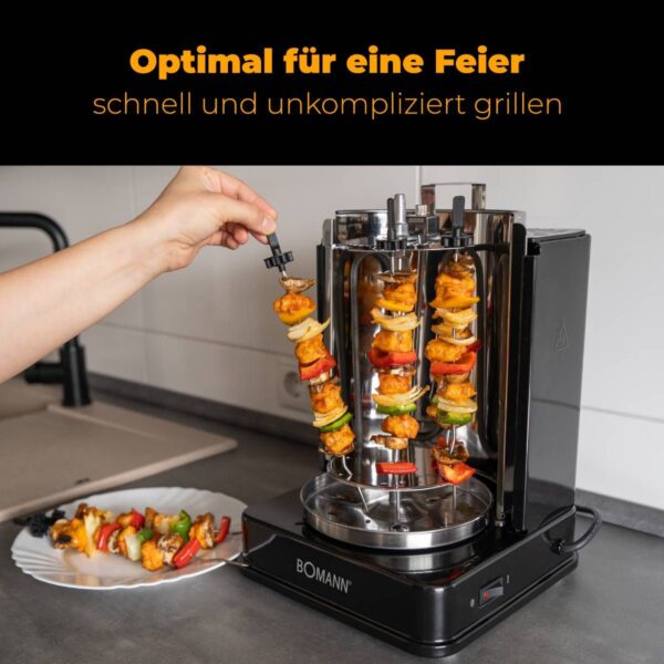 Hähnchen Spiess-Grill Döner-Grill Kebap Dreh-Grill Gyros-Grill 3-in-1 Schwarz – Bild 7