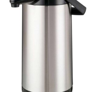 Bonamat Edelstahl Pumpkanne Kaffee- und Tee-Kanne mit Glaseinsatz Airpot 2,2 L