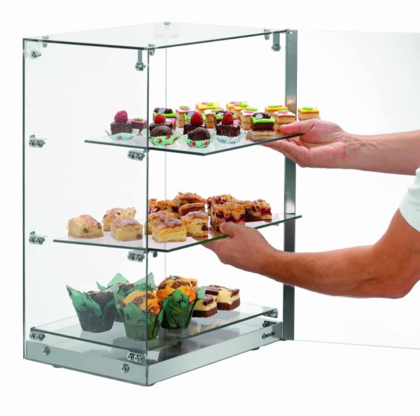 Bartscher Buffetvitrine Glas-Vitrine 3 Ebenen Edelstahl Silber NEU – Bild 4