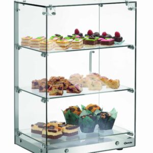 Bartscher Buffetvitrine Glas-Vitrine 3 Ebenen Edelstahl Silber NEU