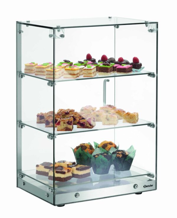 Bartscher Buffetvitrine Glas-Vitrine 3 Ebenen Edelstahl Silber NEU