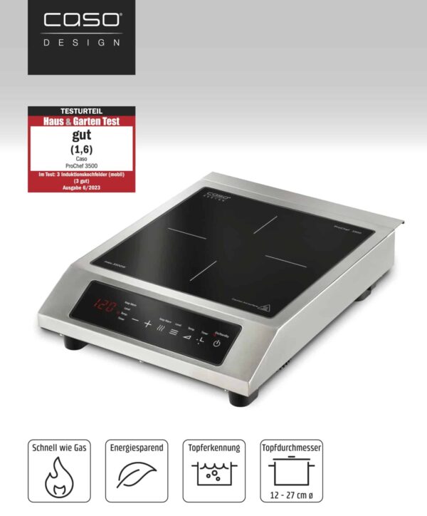CASO Induktions-Kochplatte Digital ProChef 3500 W 230V Silber NEU
