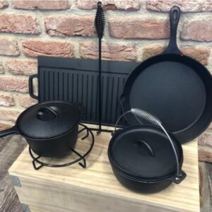 CS Dutch-Oven-Set Grillplatte Grill-Set Grillpfanne Grill-Topt Zubehör NEU