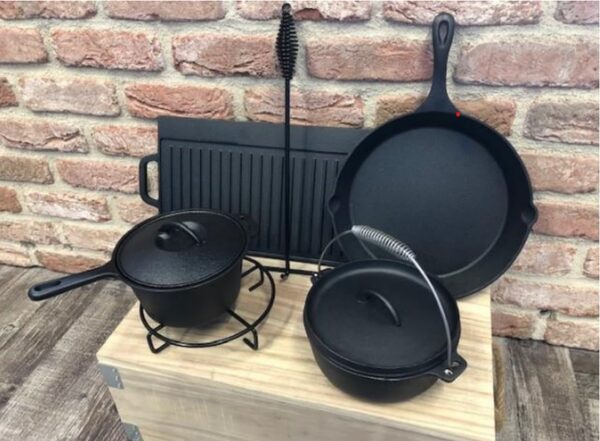 CS Dutch-Oven-Set Grillplatte Grill-Set Grillpfanne Grill-Topt Zubehör NEU