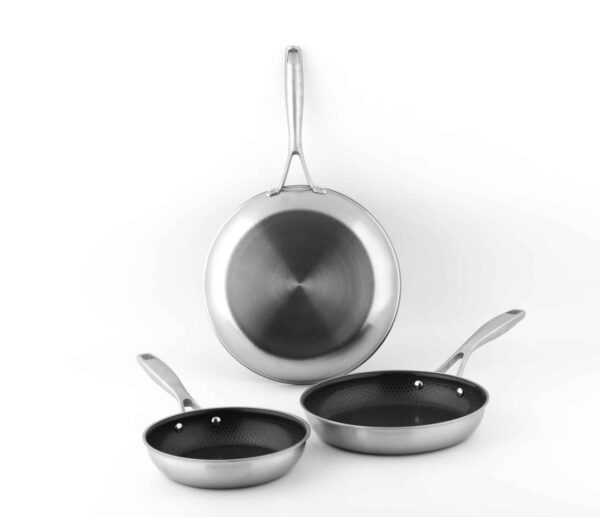 CS Keramik Edelstahl Bratpfanne mit Wabenstruktur DuraMax Triply Ø 28 cm Silber – Bild 5