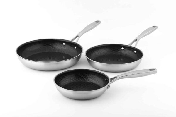 CS Keramik Edelstahl Bratpfanne mit Wabenstruktur DuraMax Triply Ø 28 cm Silber – Bild 4